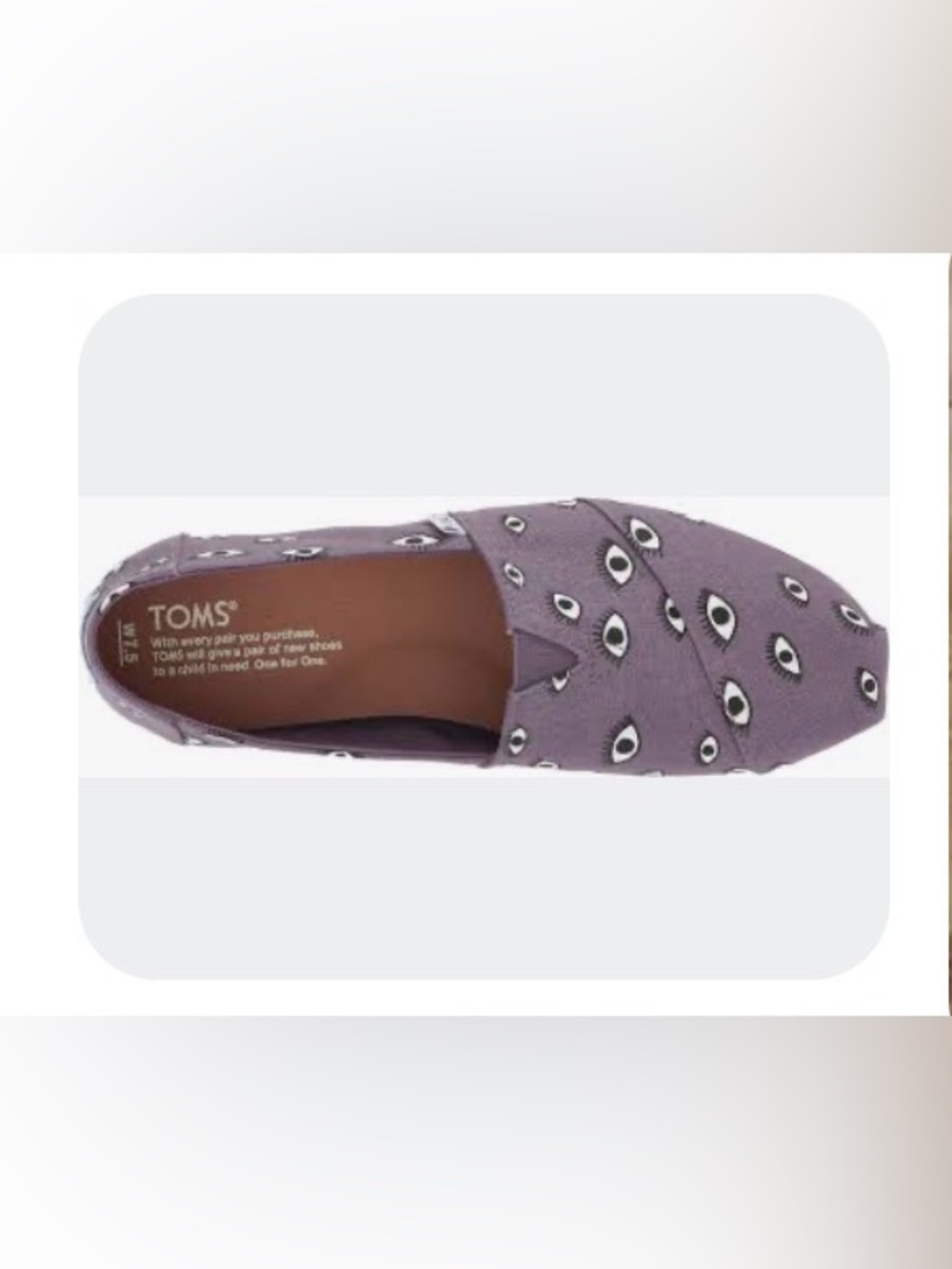 Toms Black Plum Evil Eye Canvas Slip-On Flats Size 5.5 NWT